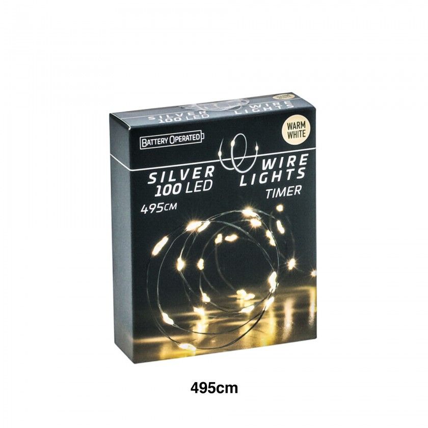 Grinalda Natal Fio Prata 100 Led Luz Quente 495cm Grinalda Natal Fio Prata 100 Led Luz Quente 495cm