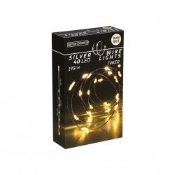 Grinalda Natal Fio Prata 40 Led Luz Quente 195cm