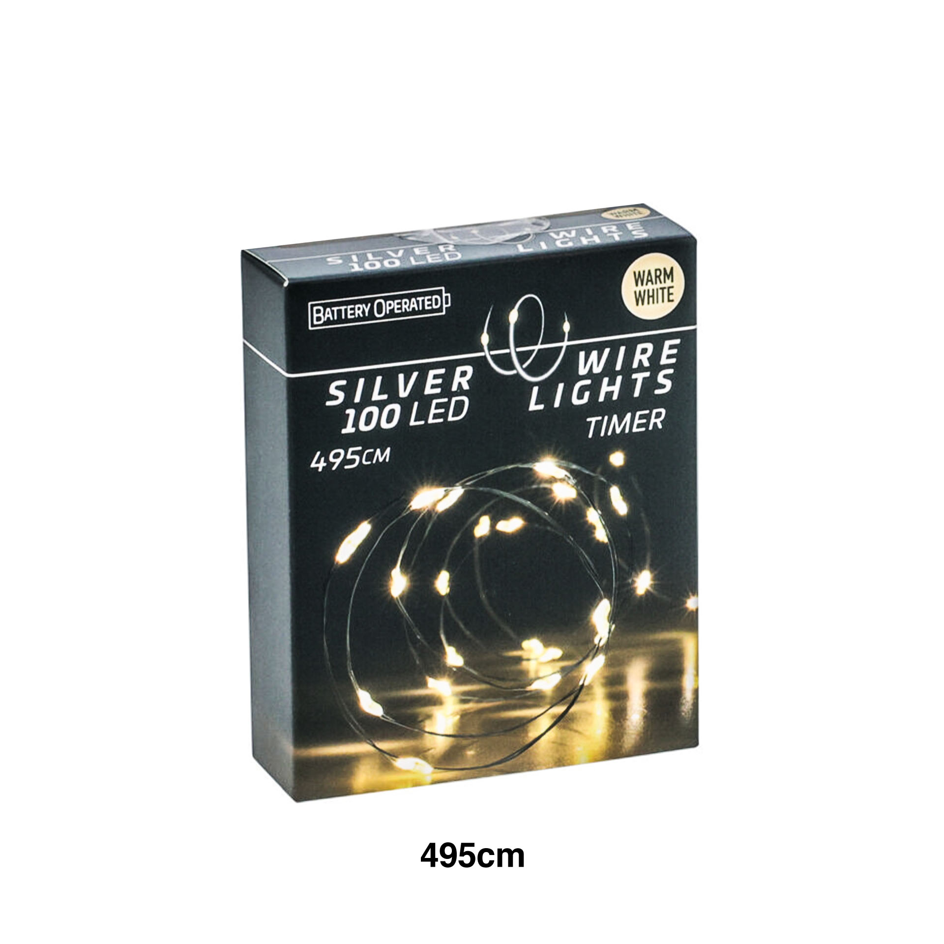 Grinalda Natal Fio Prata 100 Led Luz Quente 495cm