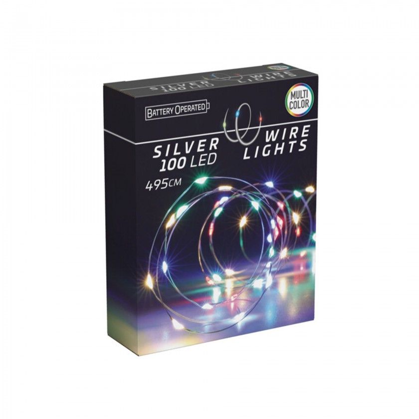 Grinalda Natal Fio Prata 100 Led Multicolor 495cm Grinalda Natal Fio Prata 100 Led Multicolor 495cm