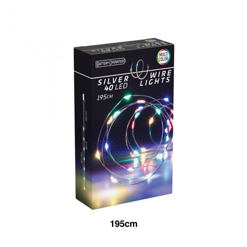 Grinalda Natal Fio Prata 40 Led Multicolor 195cm Grinalda Natal Fio Prata 40 Led Multicolor 195cm