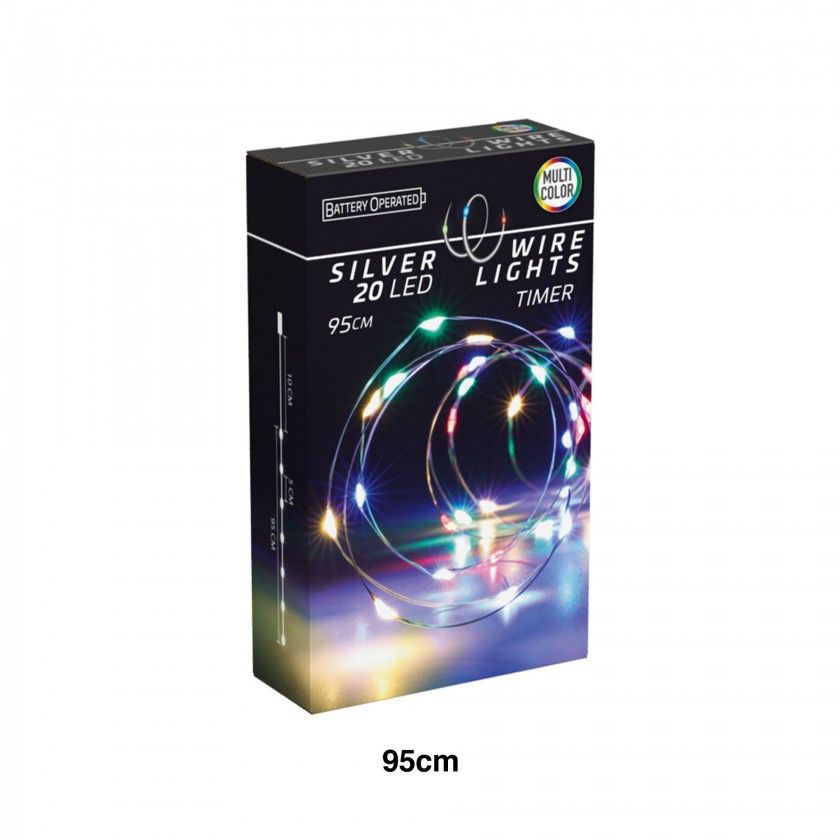 Grinalda Natal Fio Prata 20 Led Multicolor 95cm Grinalda Natal Fio Prata 20 Led Multicolor 95cm