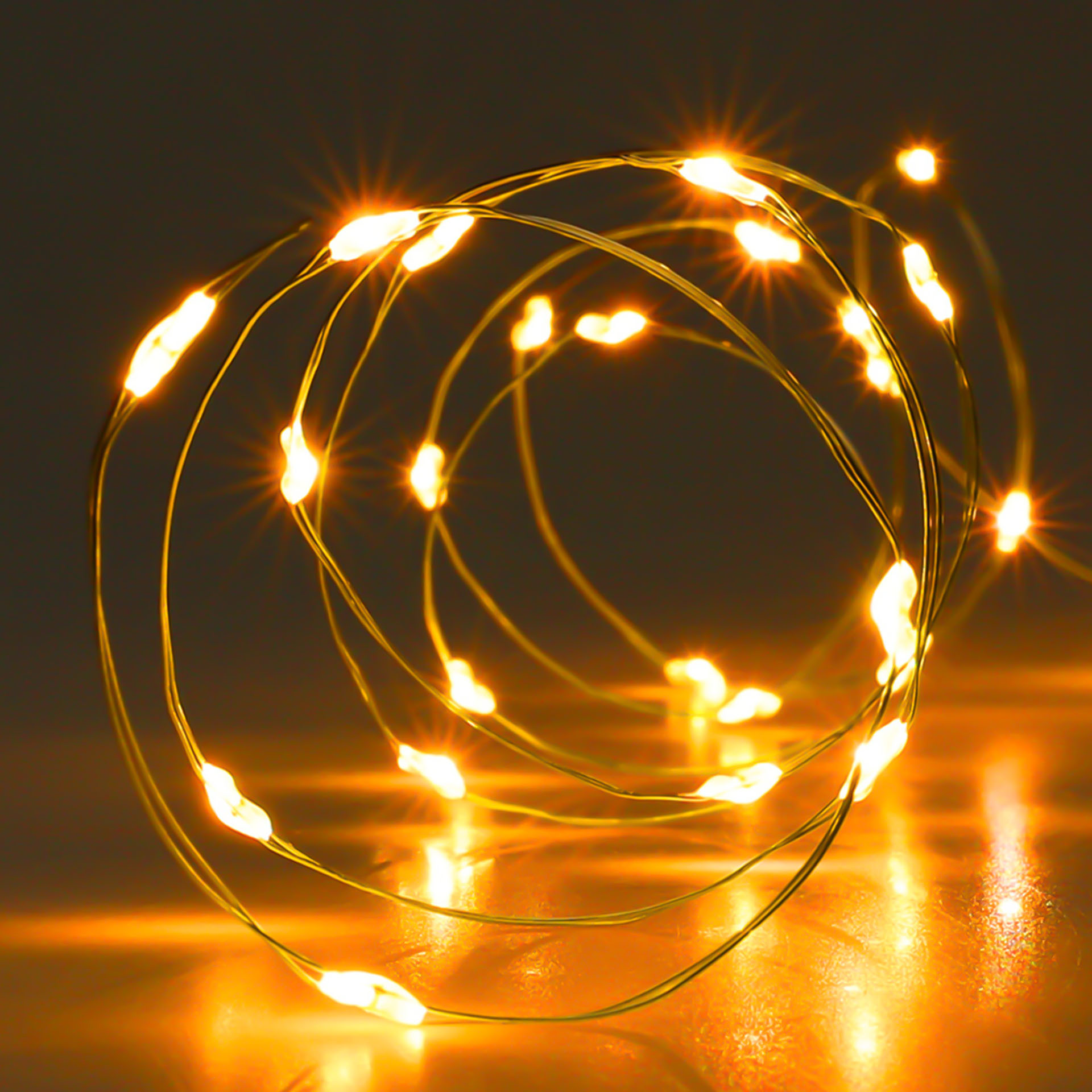 Grinalda Natal Fio Ouro 10 Led Luz Quente 90cm
