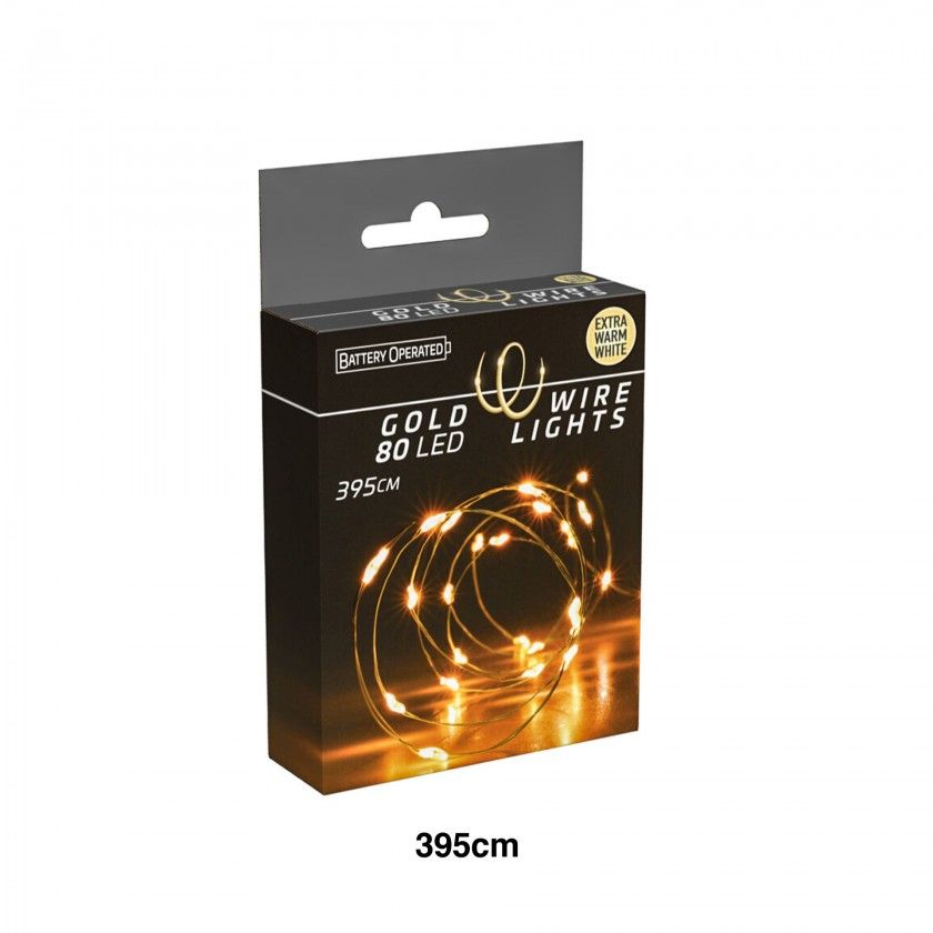 Grinalda Natal Fio Ouro 80 Led Luz Quente 395cm Grinalda Natal Fio Ouro 80 Led Luz Quente 395cm
