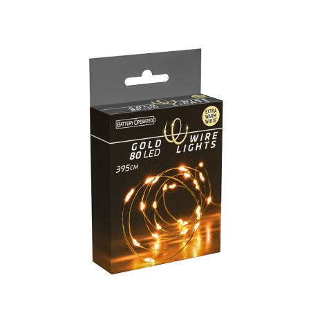Grinalda Natal Fio Ouro 80 Led Luz Quente 395cm - Image product
