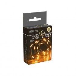 Grinalda Natal Fio Ouro 10 Led Luz Quente 90cm