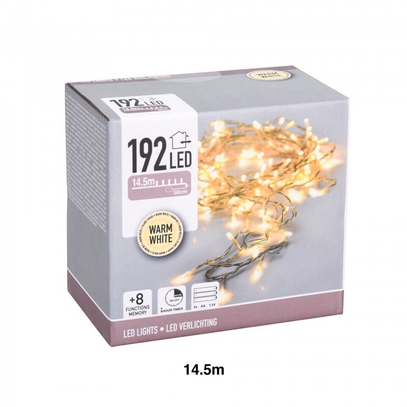 Grinalda Natal 192 Led  Luz Quente 14.5m Grinalda Natal 192 Led  Luz Quente 14.5m