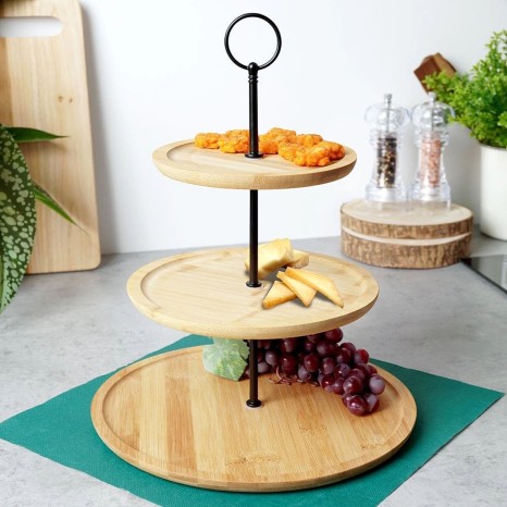 Prato 3 Andares Bambu 34cm - Image product