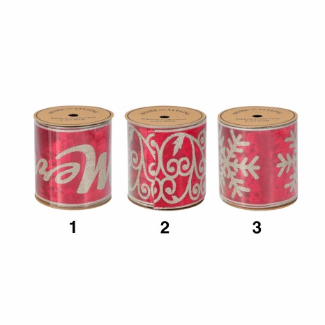 Rolo Fita Decorativa Natal Vermelho 457X10cm - Image product