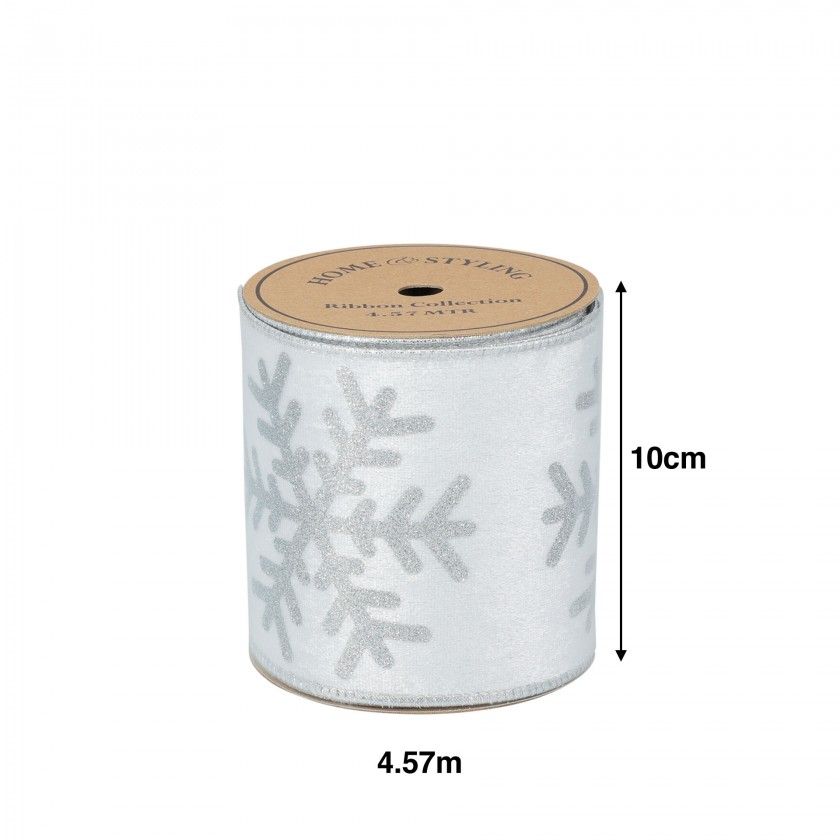 Rolo Fita Decorativa Natal Prata 457X10cm Rolo Fita Decorativa Natal Prata 457X10cm