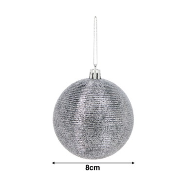 Bola Natal Prata 8cm Pack 3