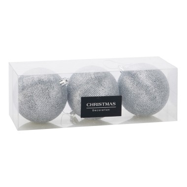 Bola Natal Prata 8cm Pack 3