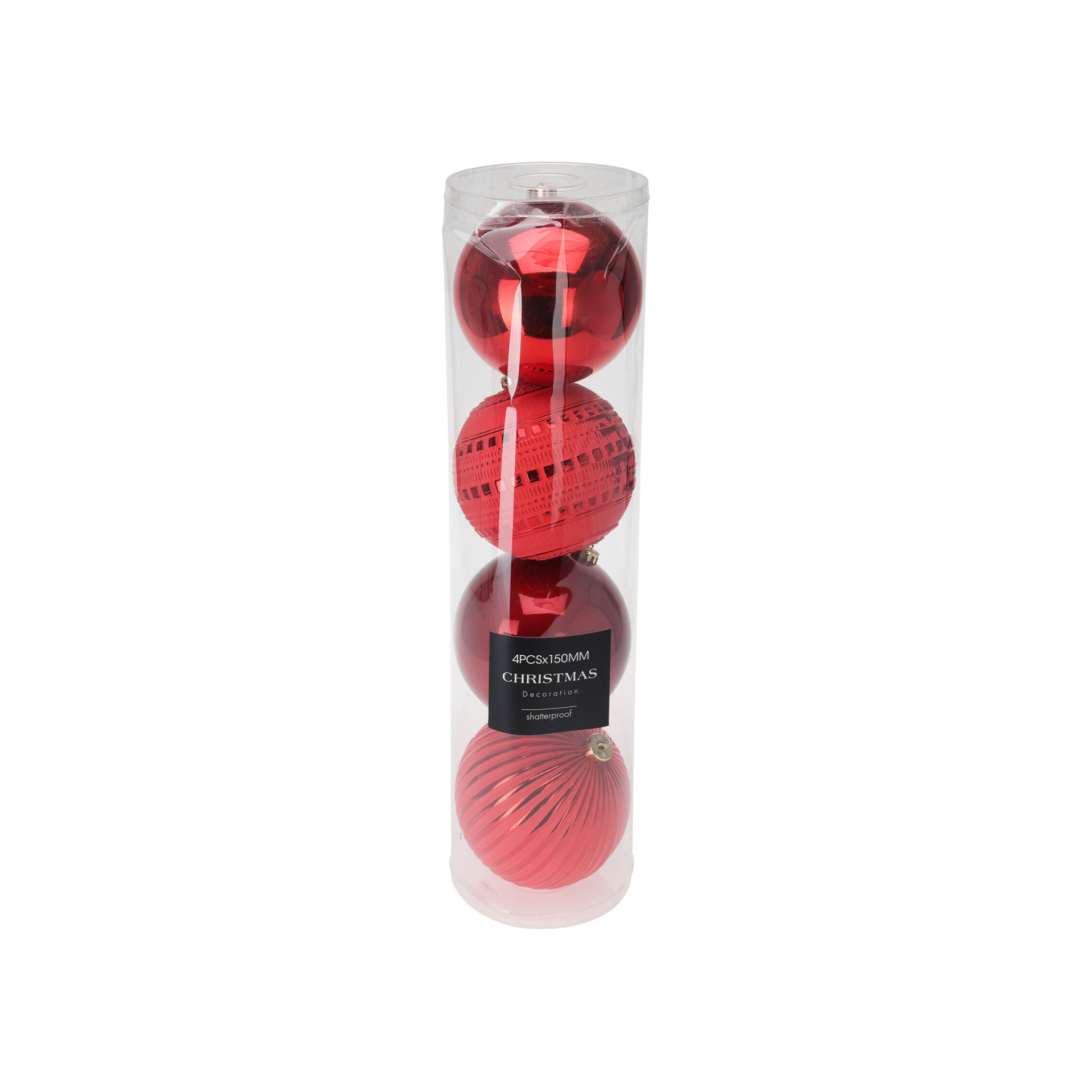 Bola Natal Vermelho 15cm Pack 4