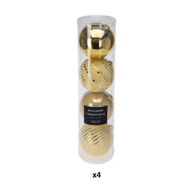 Bola Natal Dourado 15cm Pack 4