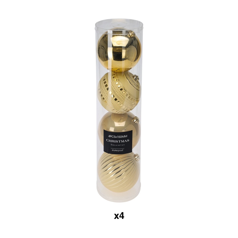 Bola Natal Dourado 15cm Pack 4