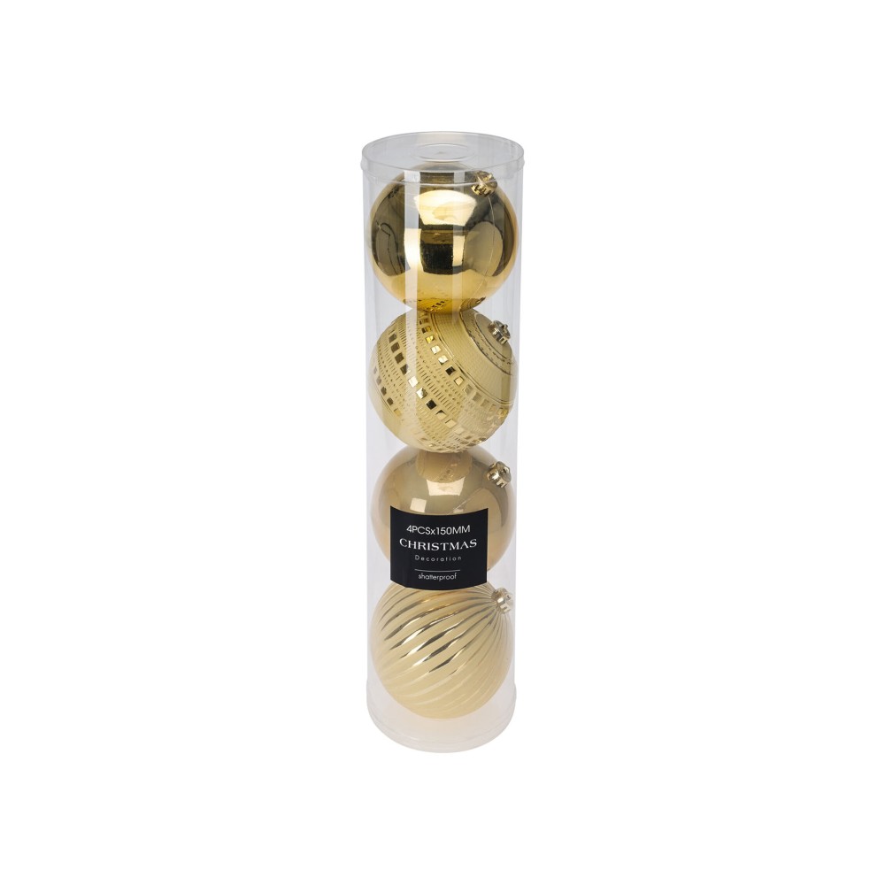 Bola Natal Dourado 15cm Pack 4