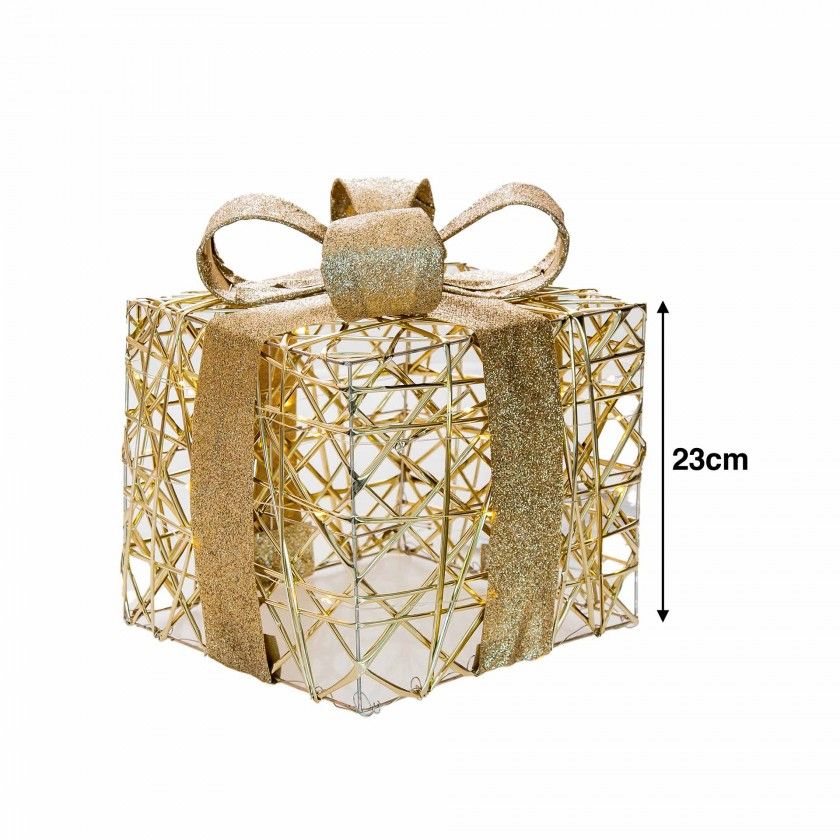 Presente Natal Luz Quente 30Led 23cm