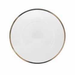 Prato Marcador Plástico Com Fio Ouro 33cm Prato Marcador Plástico Com Fio Ouro 33cm