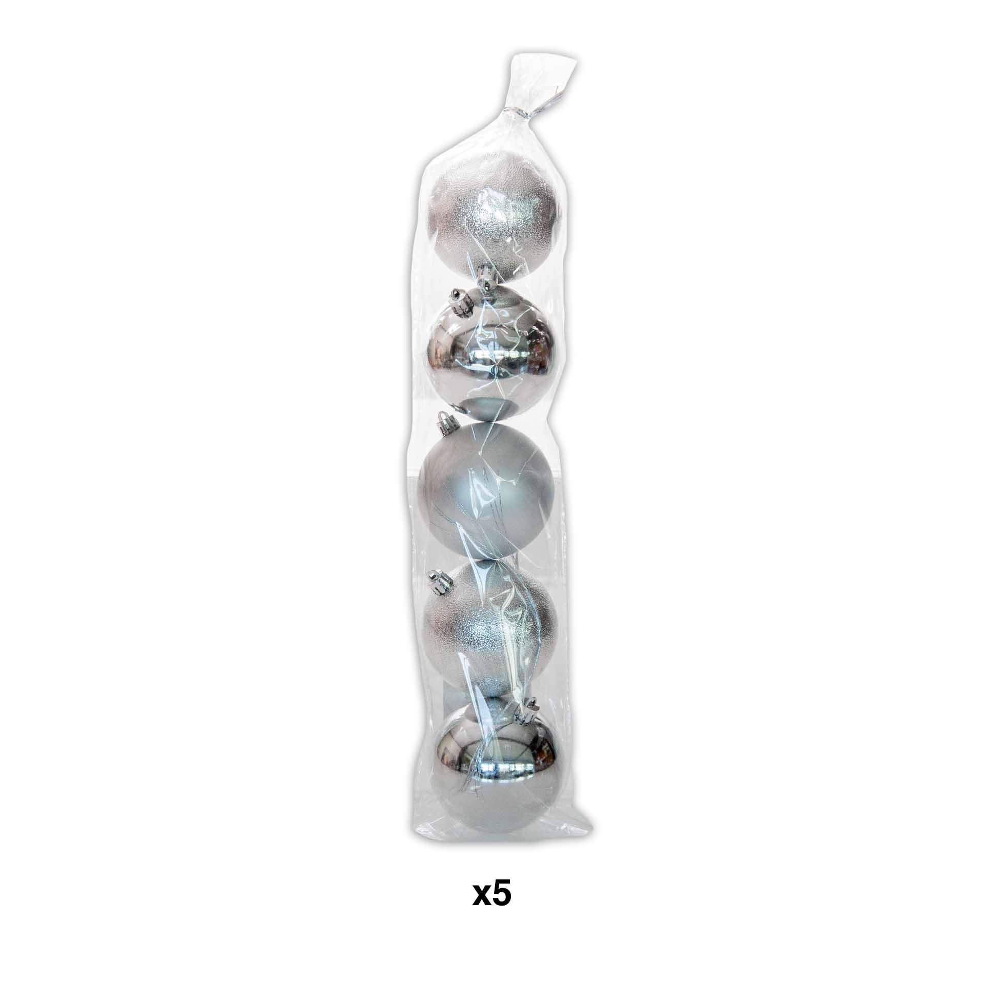 Bola Natal Prata 8cm Pack 5