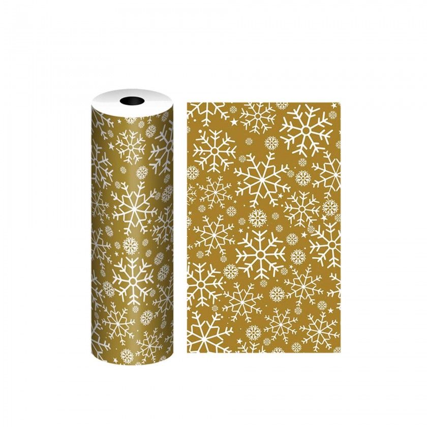 Bobine Papel Embrulho Celuloso Natal Dourado 4kg 62cm