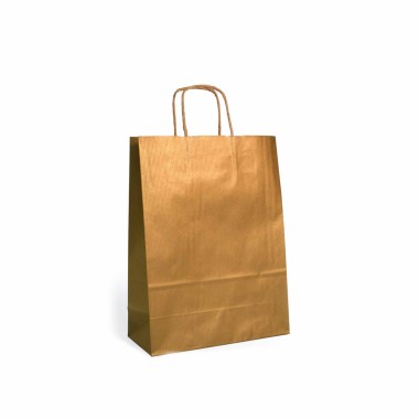 Saco Papel Kraft Asa Retorcida Dourado 24X10X32cm