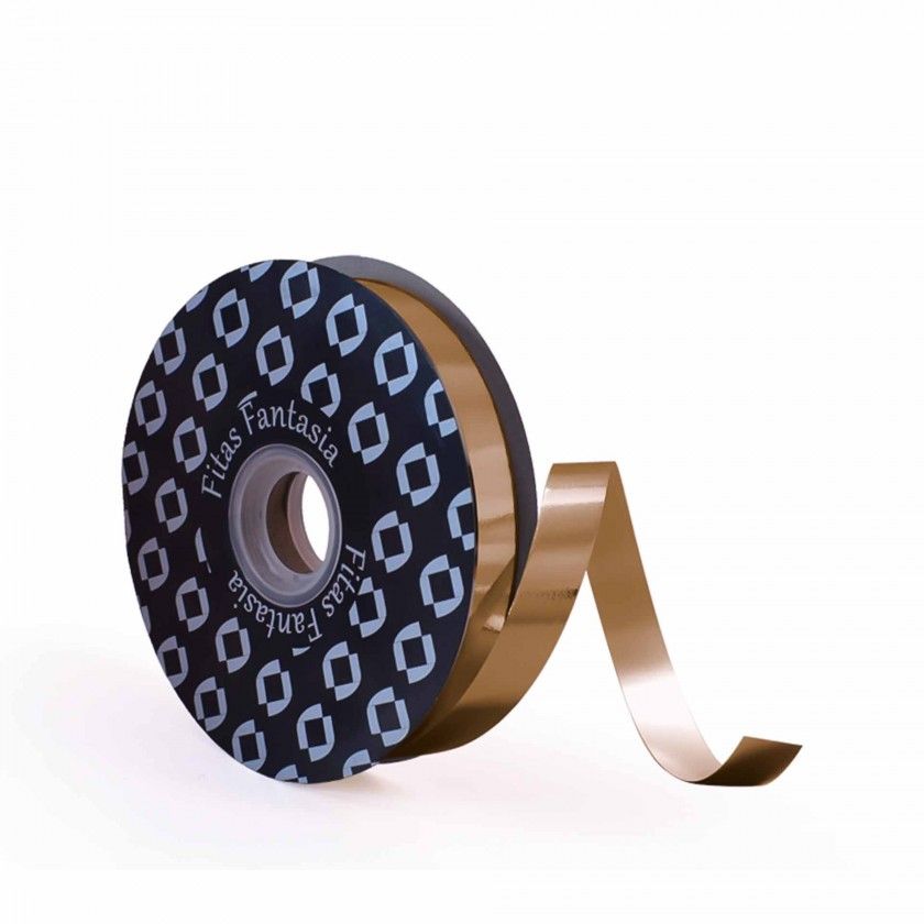 Rolo Fita Fantasia Metal Bronze 18mm 100m Rolo Fita Fantasia Metal Bronze 18mm 100m