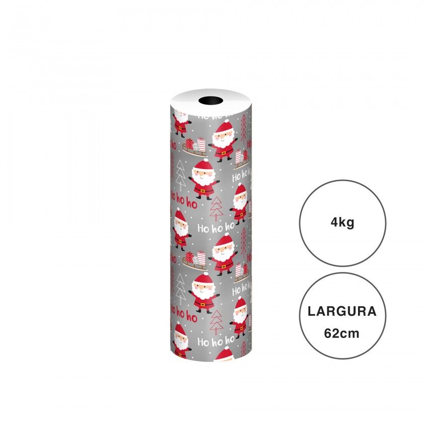 Bobine Papel Embrulho Celuloso Natal Pai Natal 4kg/62cm Bobine Papel Embrulho Celuloso Natal Pai Natal 4kg/62cm