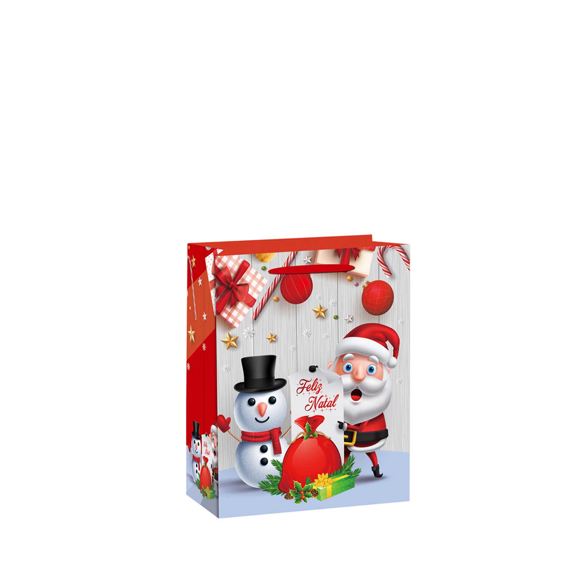 Saco Papel Natal Vermelho Pai Natal 26X12X32cm