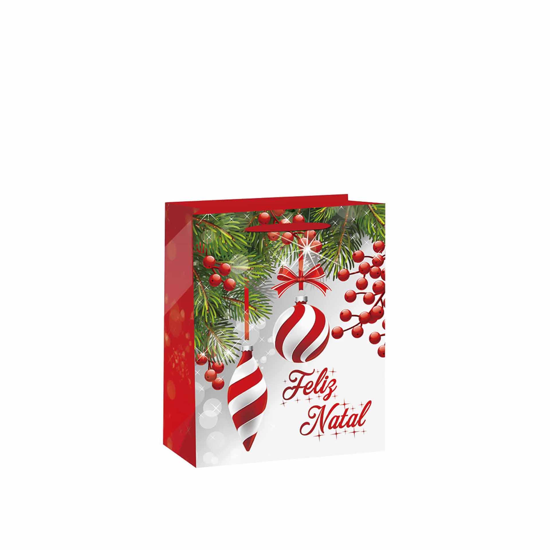 Saco Papel Natal Vermelho Presentes 18X10X23cm