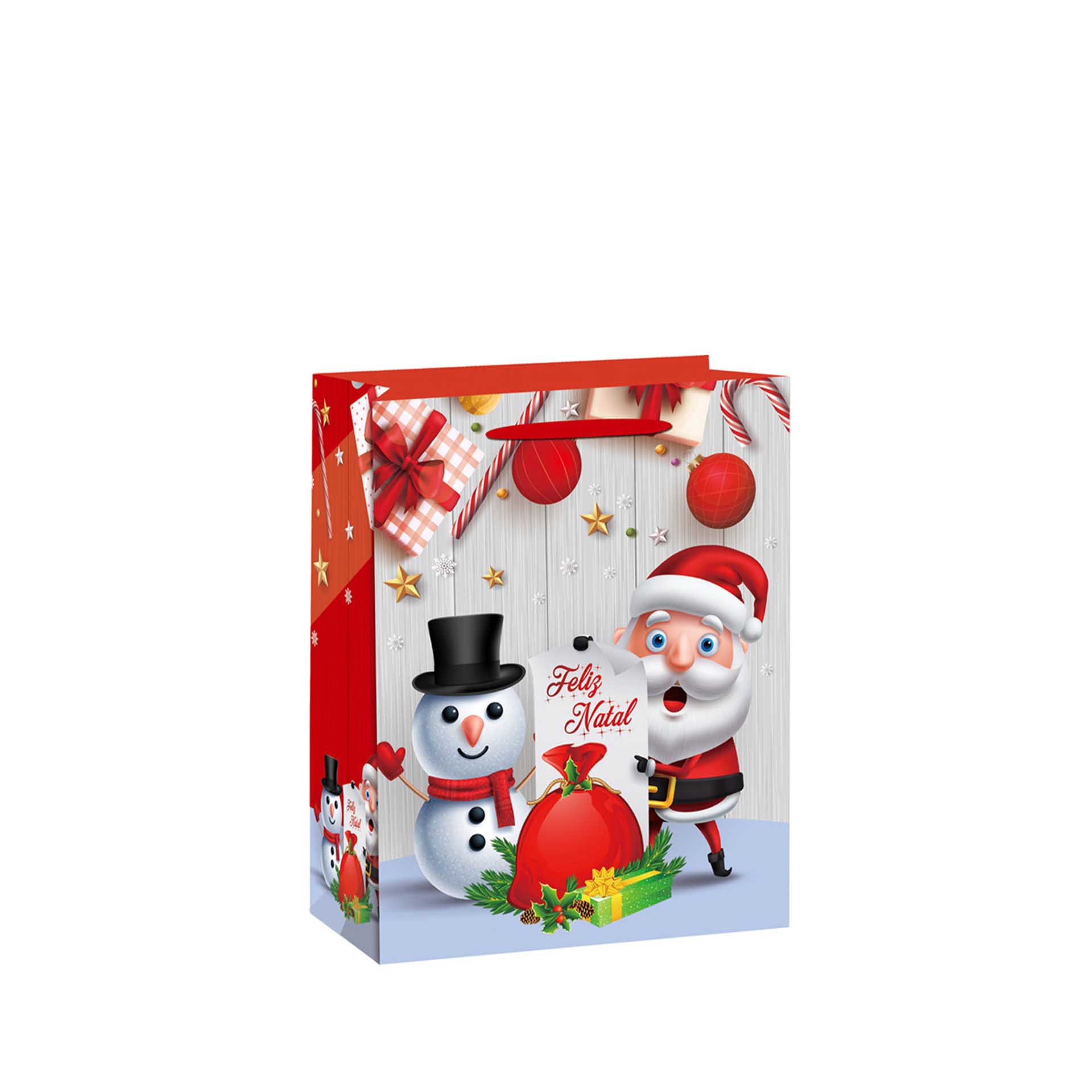 Saco Papel Natal Vermelho Pai Natal 31X12X42cm