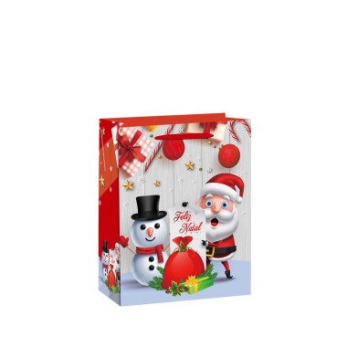 Saco Papel Natal Vermelho Pai Natal 31X12X42cm