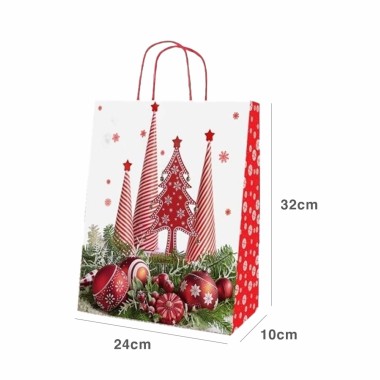 Saco Papel Asa Retorcida Natal Cones 24X10X32cm