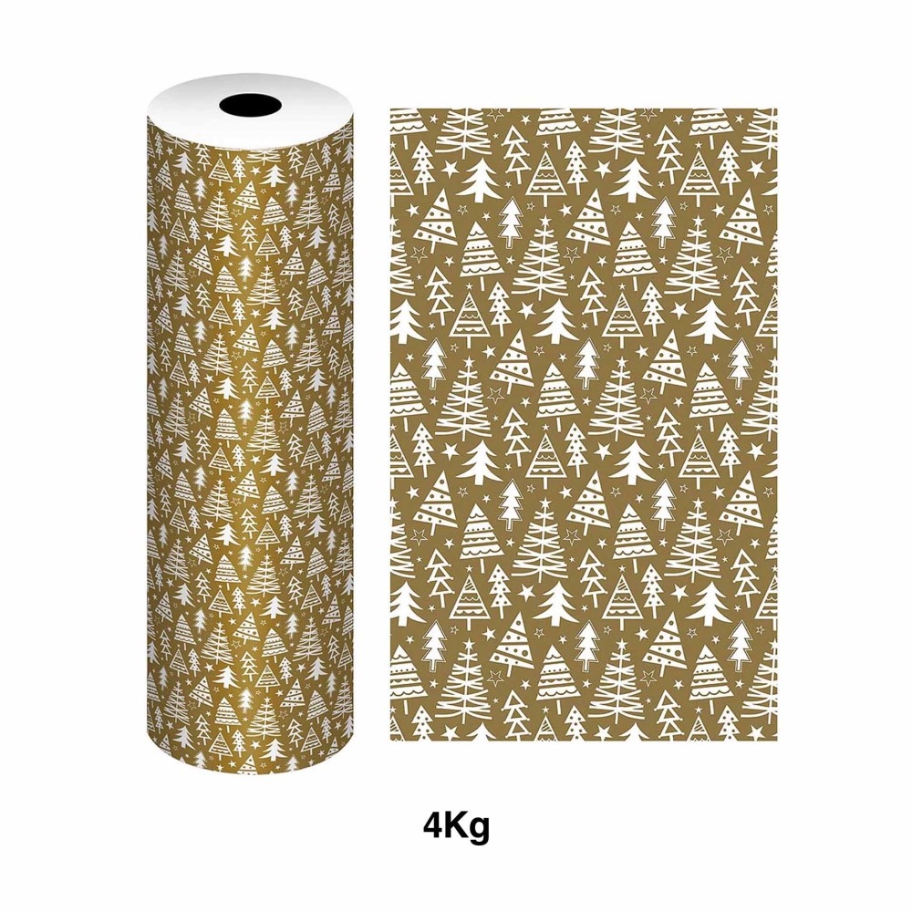 Bobine Papel Embrulho Celuloso Natal Árvores 4kg 62cm