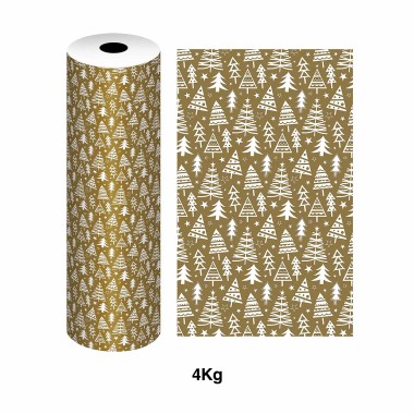 Bobine Papel Embrulho Celuloso Natal Árvores 4kg 62cm