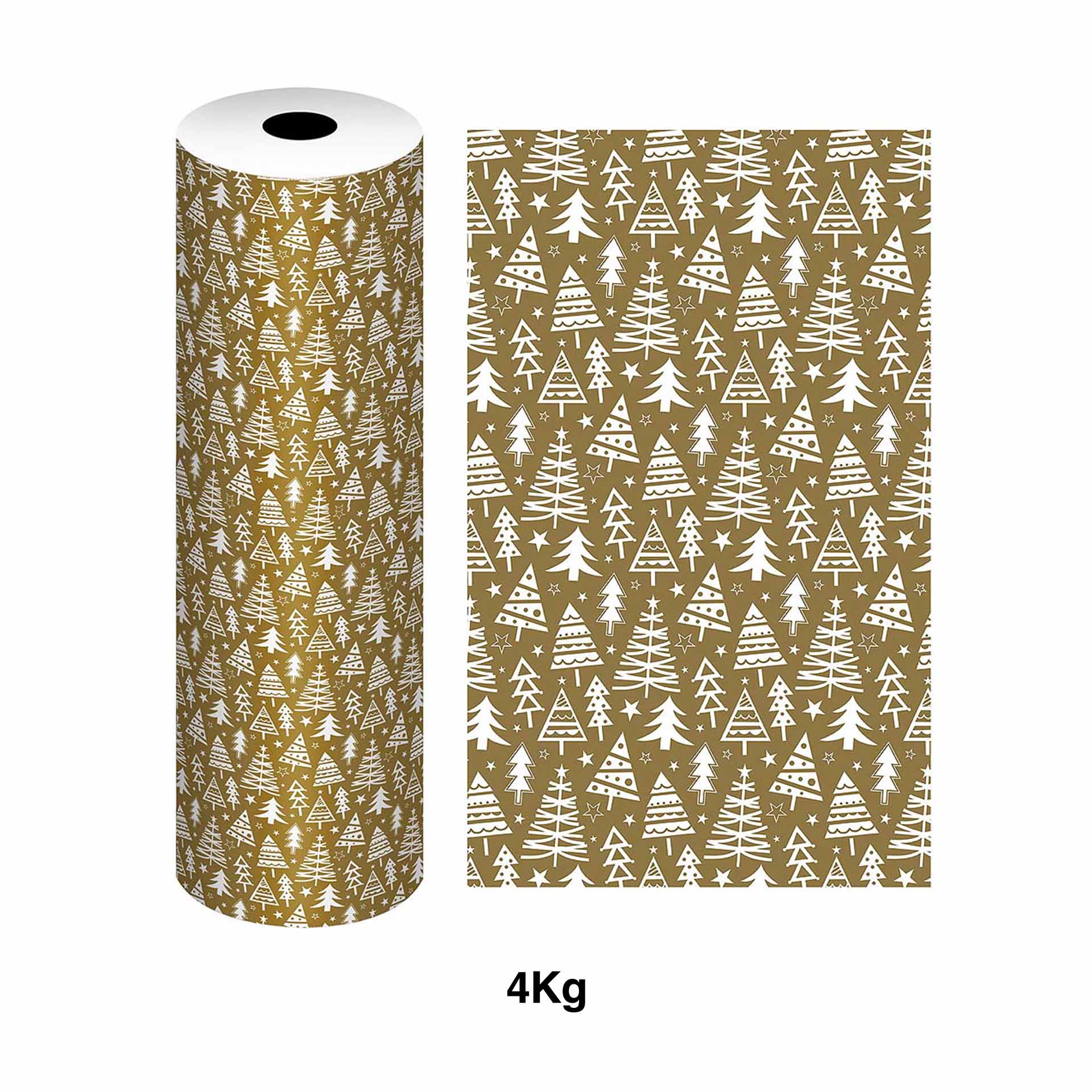 Bobine Papel Embrulho Celuloso Natal Árvores 4kg 62cm