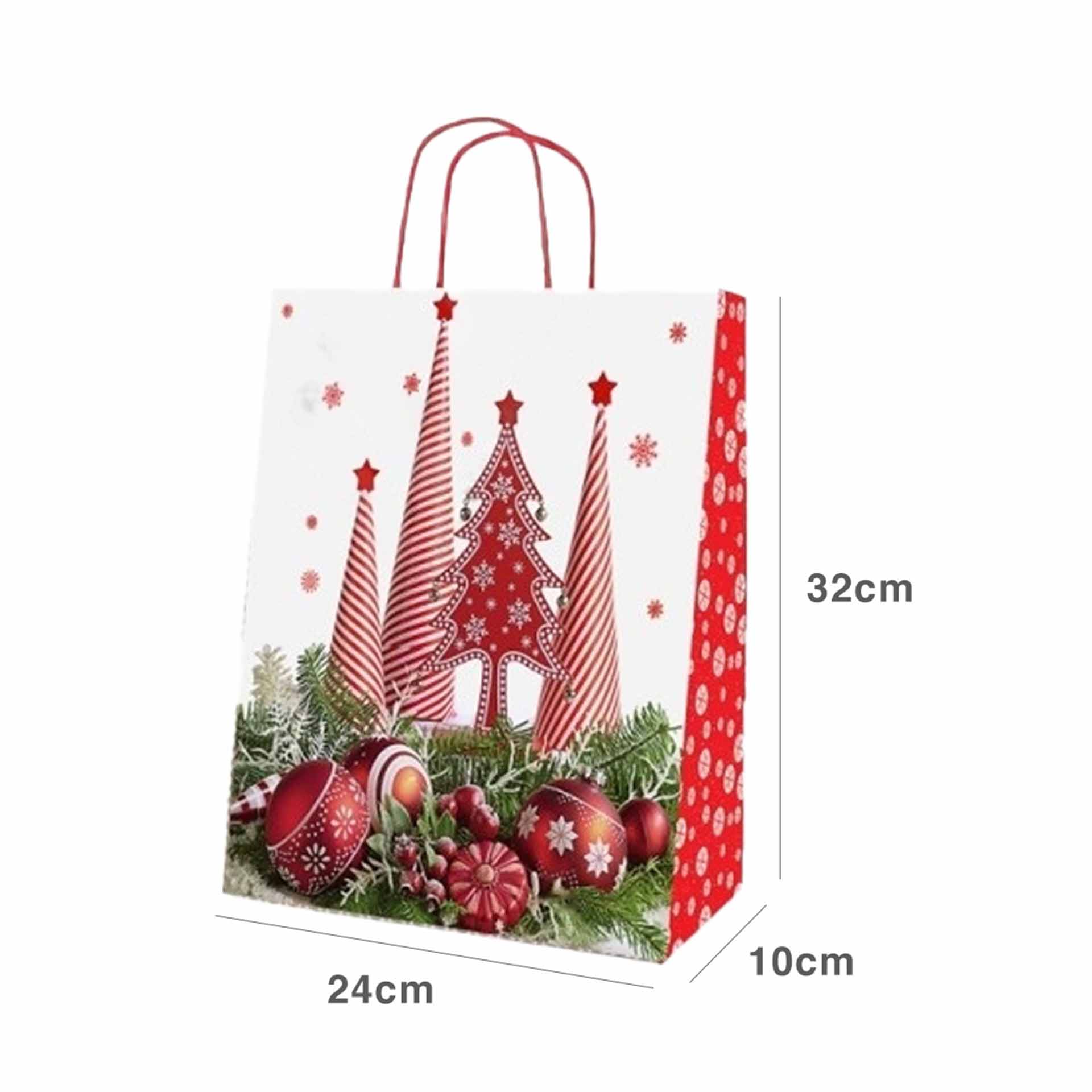 Saco Papel Asa Retorcida Natal Cones 24X10X32cm