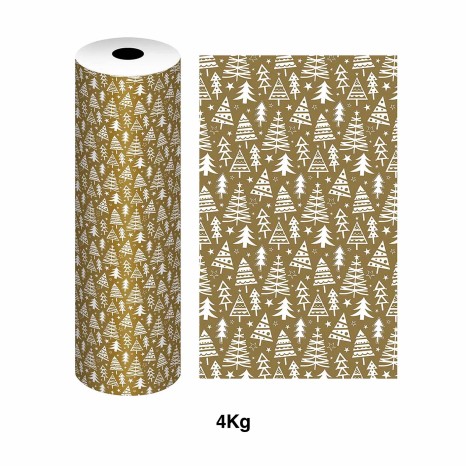 Bobine Papel Embrulho Celuloso Natal �rvores 4kg 62cm - Image product