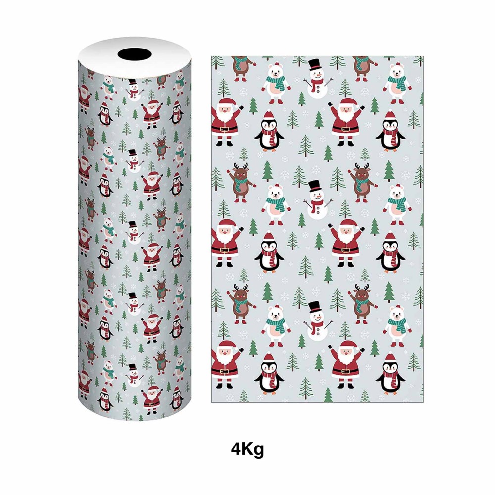 Bobine Papel Embrulho Celuloso Natal 4kg 62cm