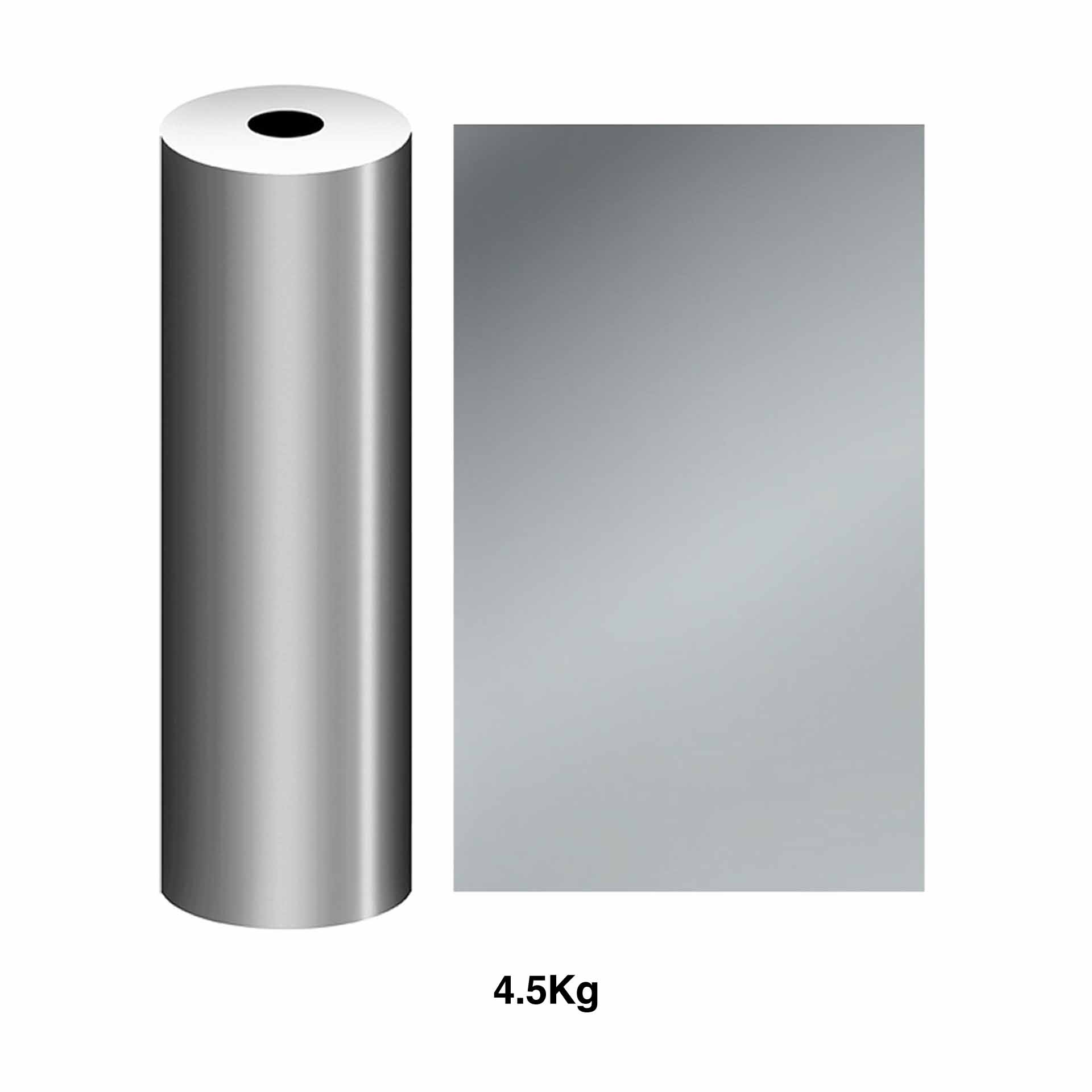 Bobine Papel Embrulho Celuloso Prata 4.5Kg 62cm