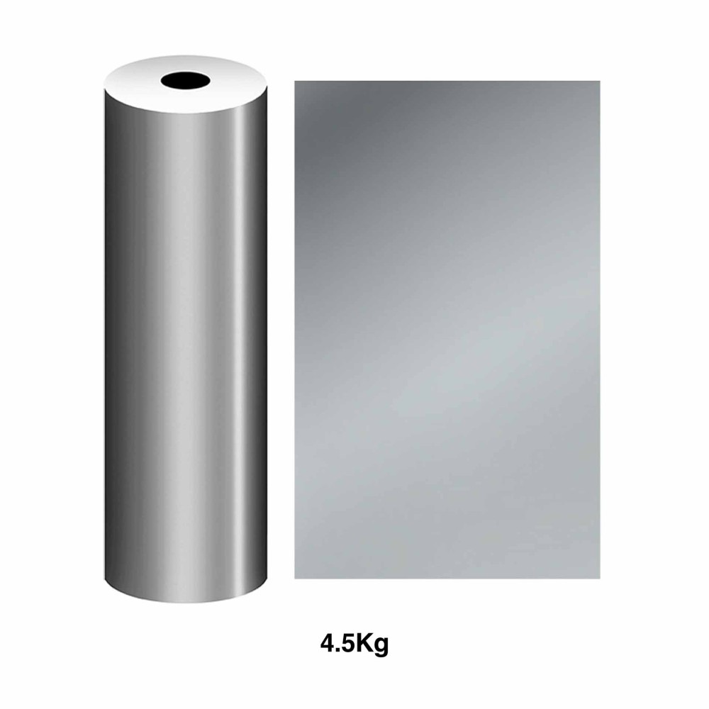 Bobine Papel Embrulho Celuloso Prata 4.5Kg 62cm