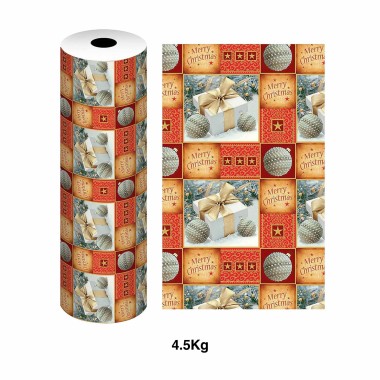 Bobine Papel Embrulho Celuloso Natal 4.5Kg 62cm