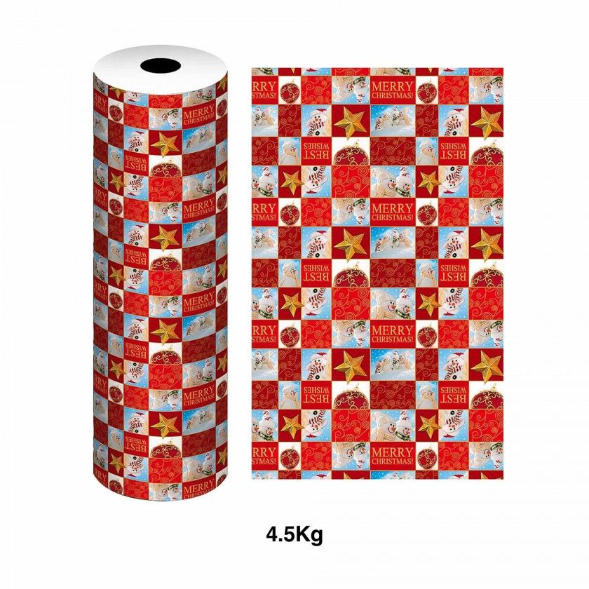 Bobine Papel Embrulho Celuloso Natal 4.5Kg 62cm
