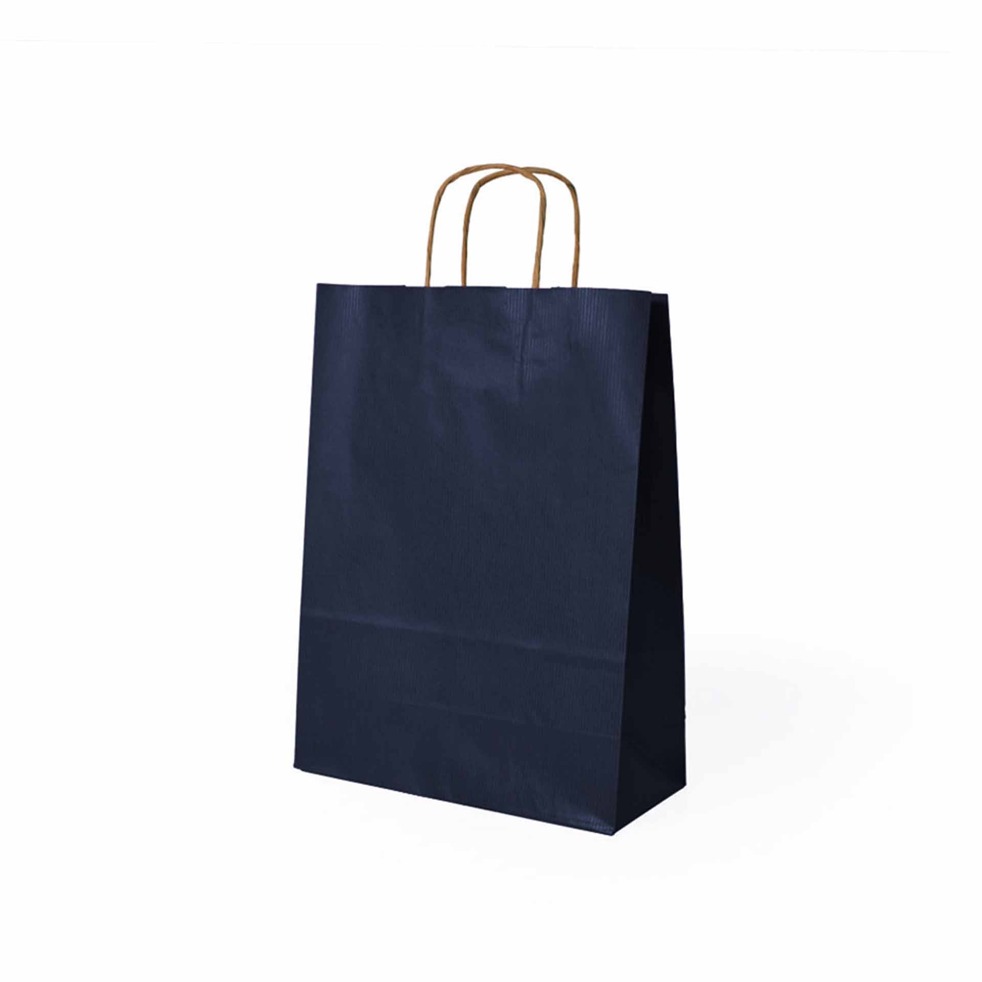 Saco Papel Asa Retorcida Kraft Azul Escuro 24X10X32cm