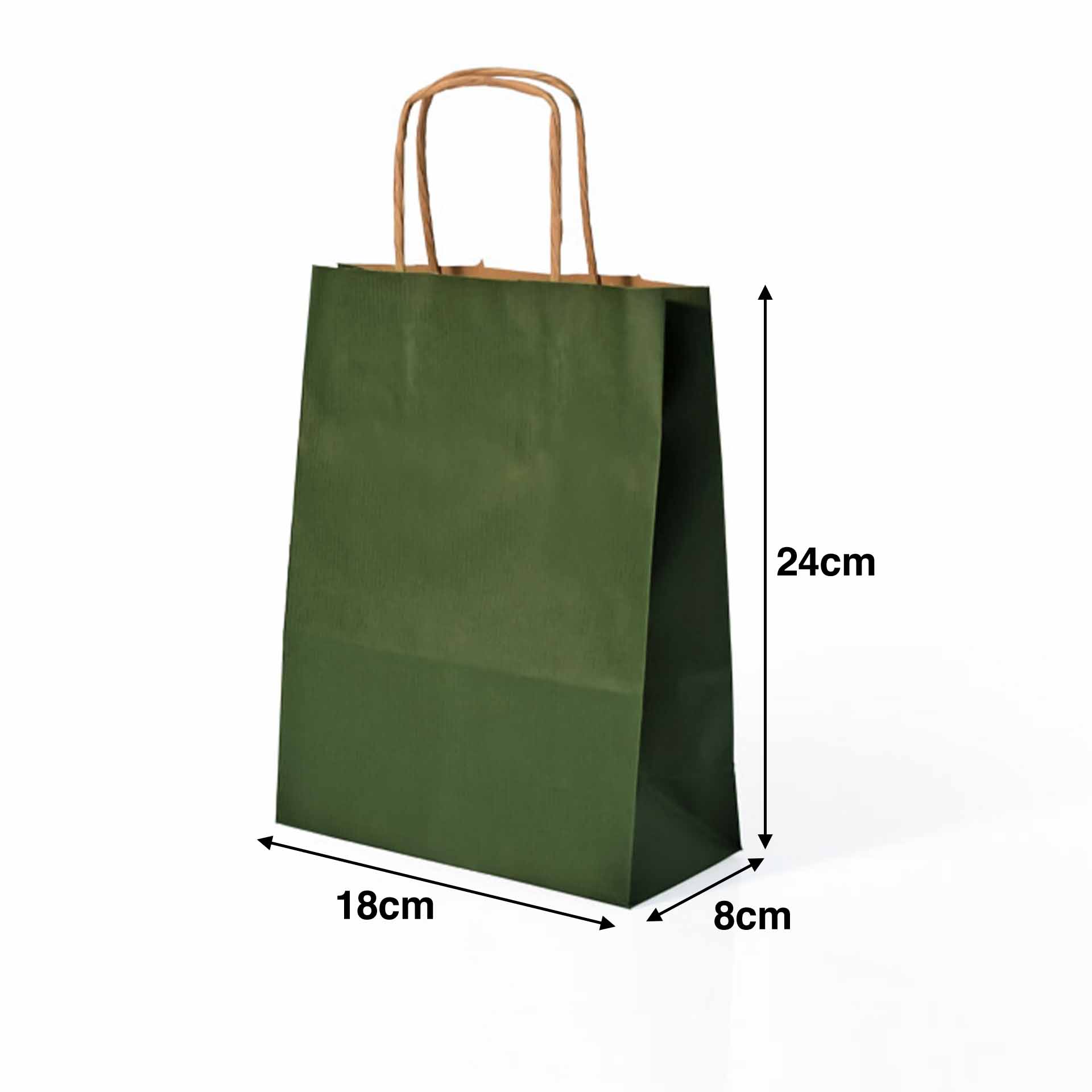 Saco Papel Asa Retorcida Kraft Verde 18X8X24cm