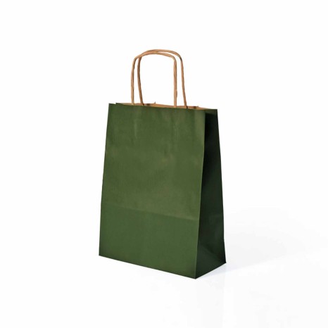 Saco Papel Asa Retorcida Kraft Verde 18X8X24cm - Image product
