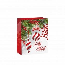 Saco Papel Asa Retorcida Natal Feliz Natal Bolas 26X12X32cm Saco Papel Asa Retorcida Natal Feliz Natal Bolas 26X12X32cm