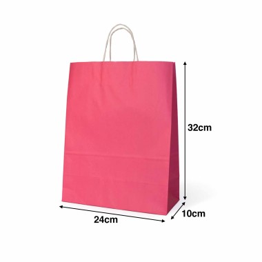 Saco Papel Asa Retorcida Rosa Bebé 24X10X32cm