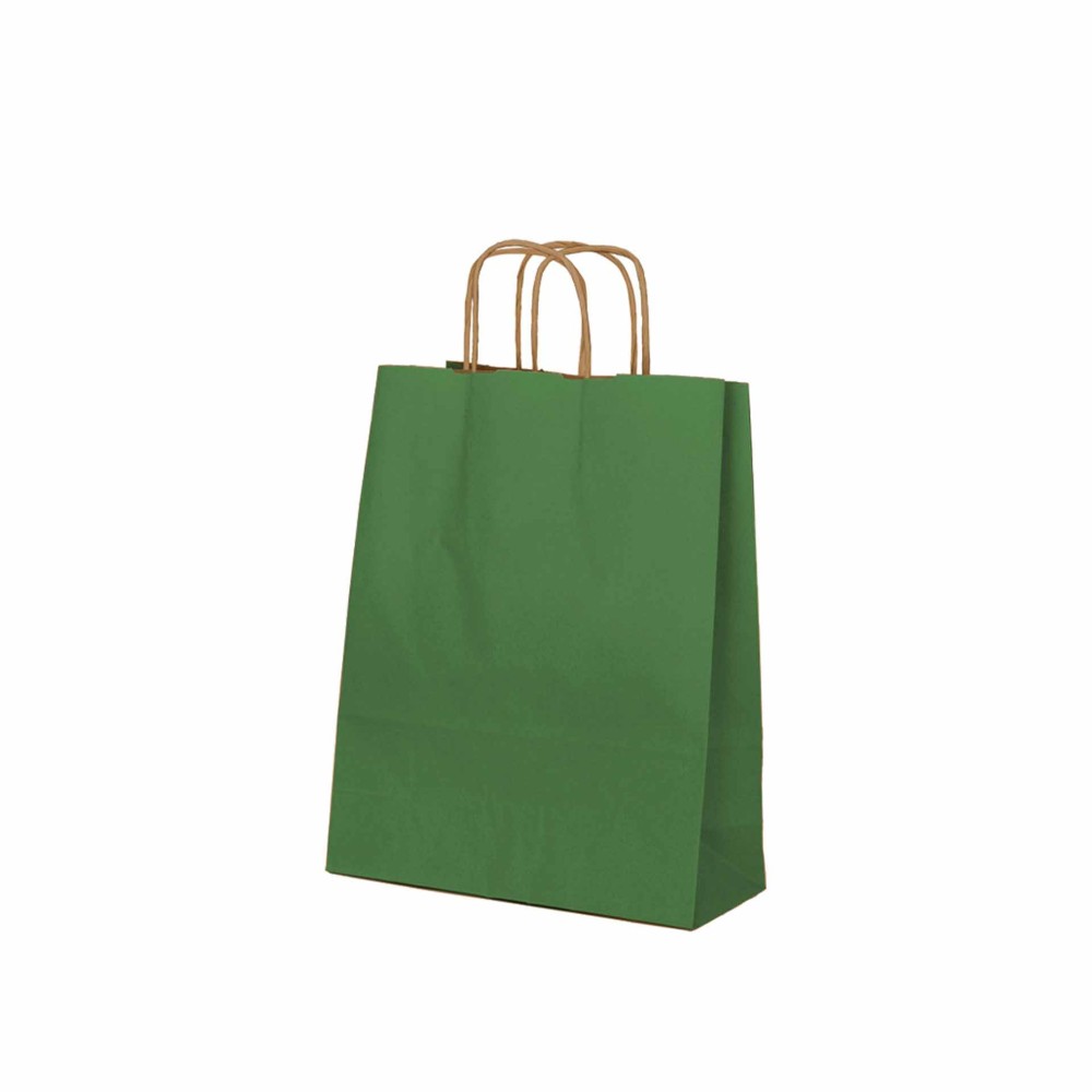 Saco Papel Asa Retorcida Kraft Verde 24X10X32cm