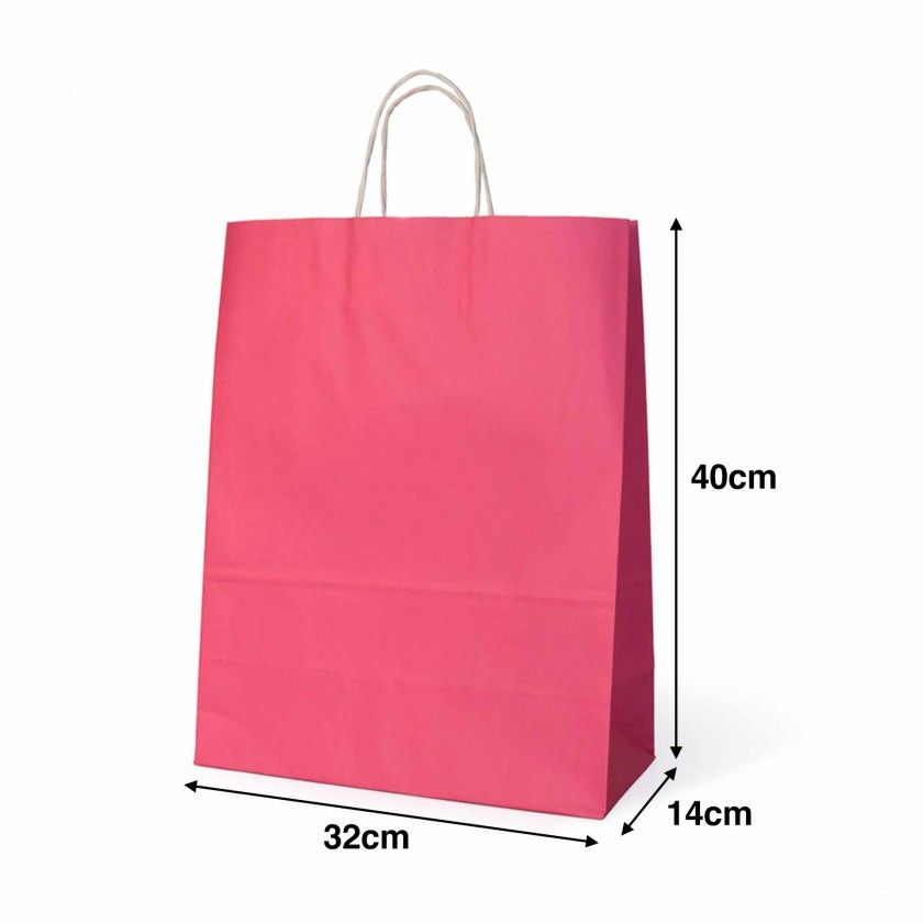 Saco Papel Asa Retorcida Rosa Beb� 32X14X40cm