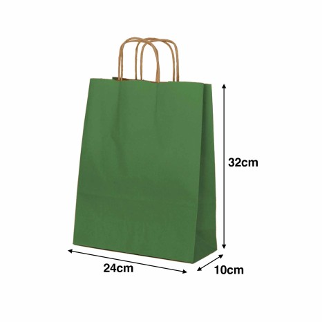 Saco Papel Asa Retorcida Kraft Verde 24X10X32cm - Image product